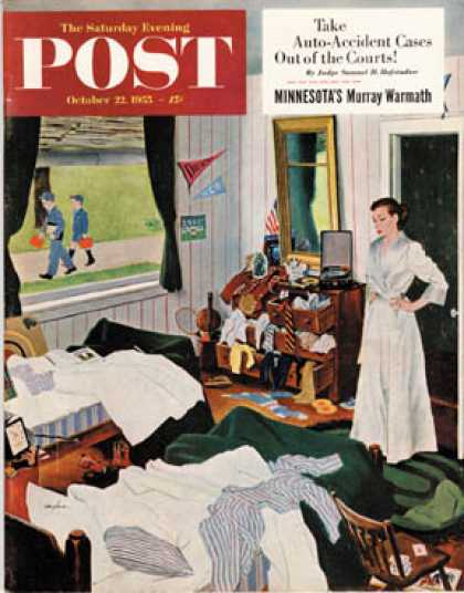 Saturday Evening Post - 1955-10-22: Messy Room, Neat Boys (George Hughes)
