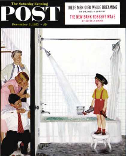 Saturday Evening Post - 1955-12-03: Overflowing Tub (John Falter)