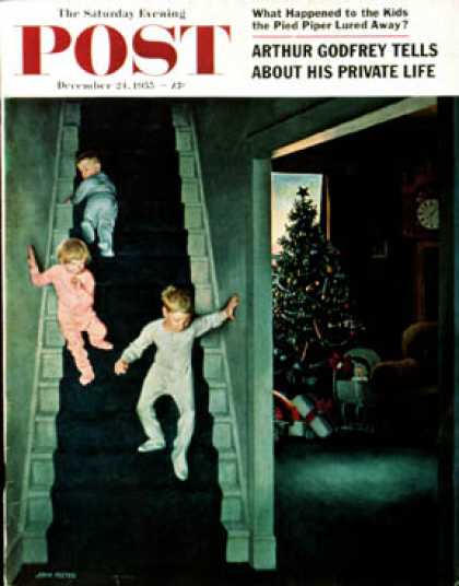Saturday Evening Post - 1955-12-24: Christmas Morning (John Falter)