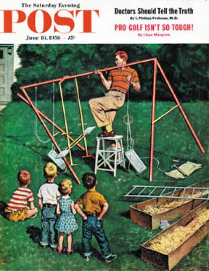 Saturday Evening Post - 1956-06-16: Swing-set (Amos Sewell)