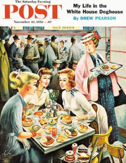 Saturday Evening Post - 1956-11-10: Cafeteria Dieter (Constantin Alajalov)