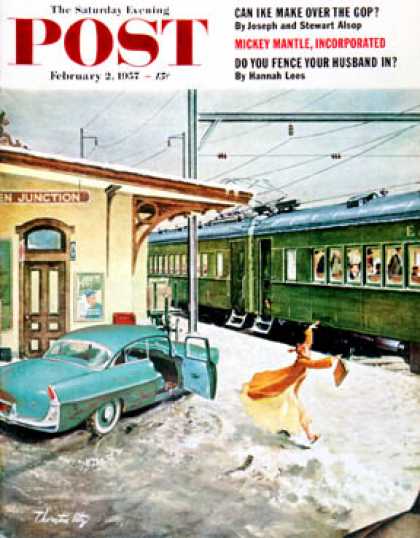 Saturday Evening Post - 1957-02-02: Forgot His Briefcase (Thornton Utz)