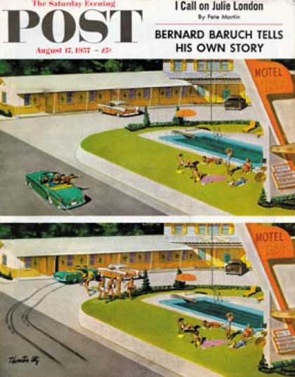Saturday Evening Post - 1957-08-17: Where the Girls Are (Thornton Utz)