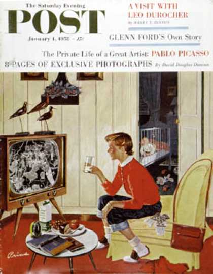 Saturday Evening Post - 1958-01-04: New Years Eve Babysitter (Ben Kimberly Prins)