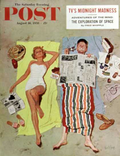 Saturday Evening Post - 1958-08-16: Sunscreen? (Kurt Ard)