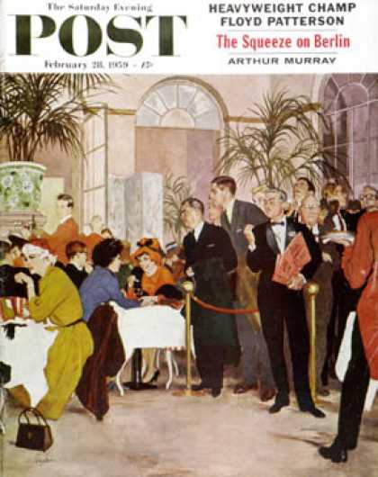 Saturday Evening Post - 1959-02-28: Leisurely Lunch (George Hughes)