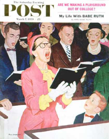 Saturday Evening Post - 1959-03-07: Singing Praise (Richard Sargent)
