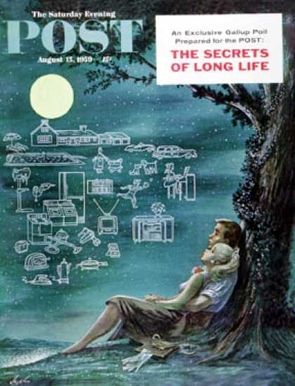 Saturday Evening Post - 1959-08-15: Moonlit Future (Constantin Alajalov)