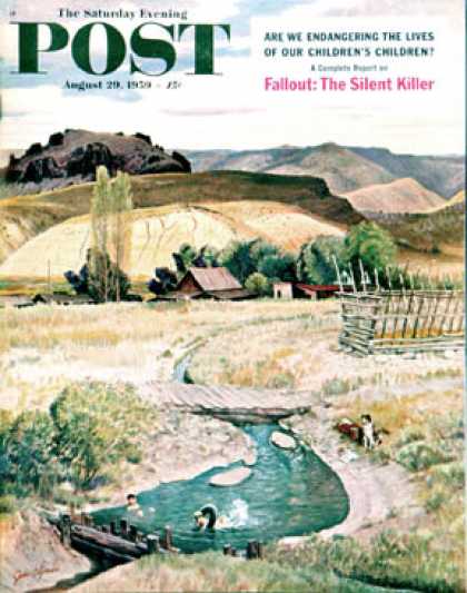 Saturday Evening Post - 1959-08-29: Swimming in the Creek (John Clymer)