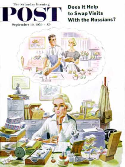Saturday Evening Post - 1959-09-19: Daydreaming Women (Gatefold Cover) (Constantin Alajalov)