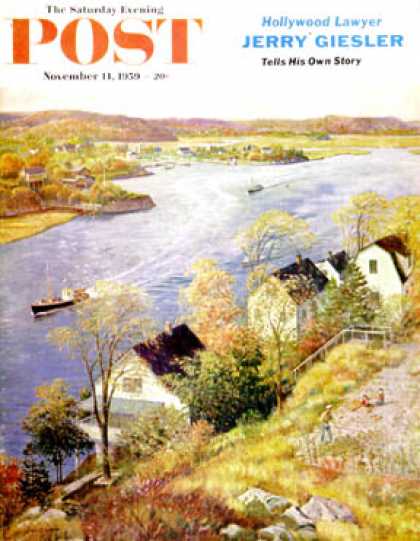 Saturday Evening Post - 1959-11-14: Gloucester Harbor (John Clymer)