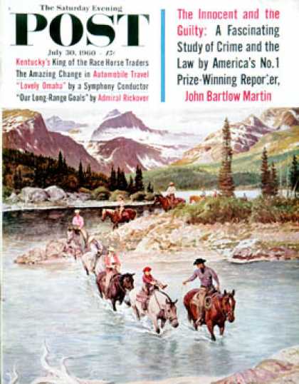Saturday Evening Post - 1960-07-30: Horseback Riding in Glacier Park (John Clymer)