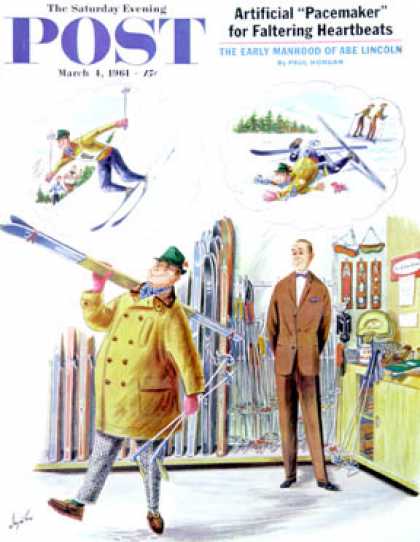 Saturday Evening Post - 1961-03-04: New Skier (Constantin Alajalov)