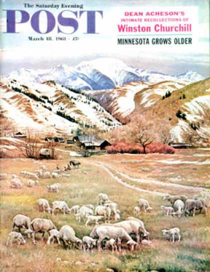 Saturday Evening Post - 1961-03-18: Sheep Ranch (John Clymer)