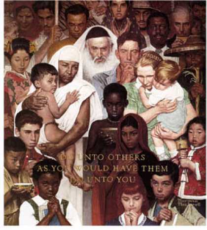 Saturday Evening Post - 1961-04-01: "Golden Rule" (Do unto others) (Norman Rockwell)
