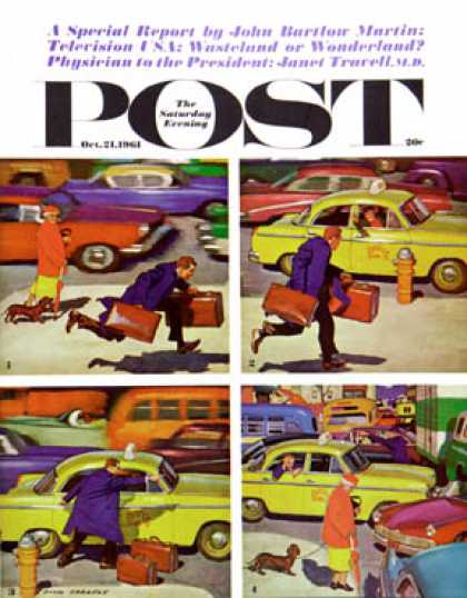 Saturday Evening Post - 1961-10-21: Rush Hour (4 panel) (Richard Sargent)