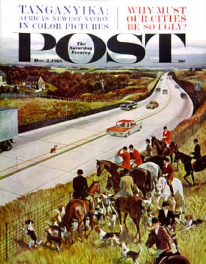 Saturday Evening Post - 1961-12-02: Foxhunters Outfoxed (John Falter)