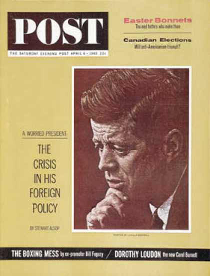 Saturday Evening Post - 1963-04-06: Serious Portrait of Kennedy (Norman Rockwell)