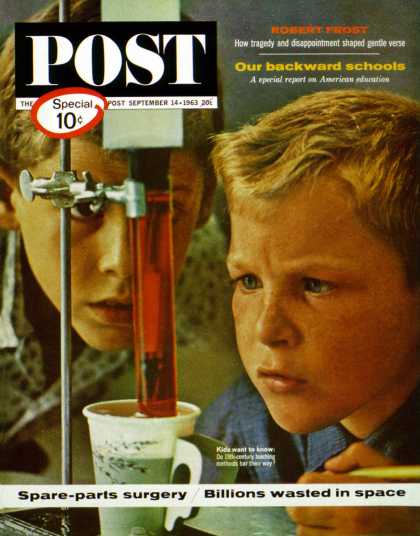 Saturday Evening Post - 1963-09-14: Children Watching Test Tube (Burt Glinn)