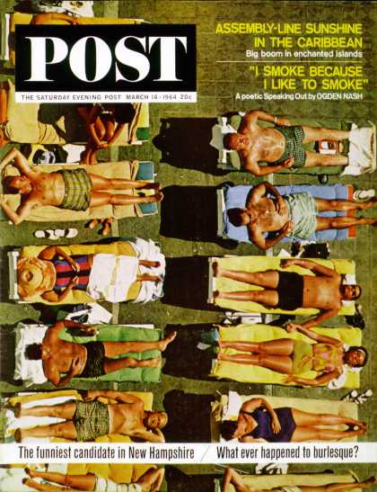 Saturday Evening Post - 1964-03-14: Sunbathers (John Launois)