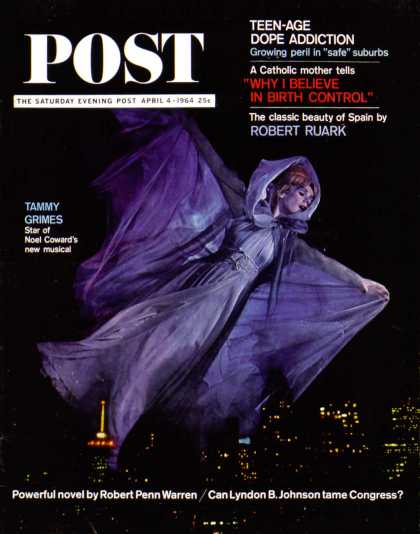 Saturday Evening Post - 1964-04-04: Tammy Grimes in "High Spirits" (Philippe Halsman)
