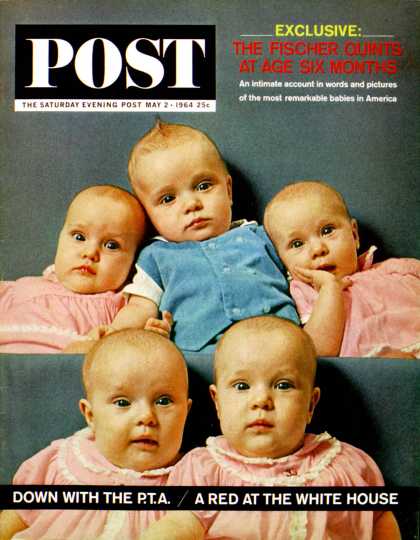 Saturday Evening Post - 1964-05-02: Fischer Quints at Six Months (John Zimmerman)