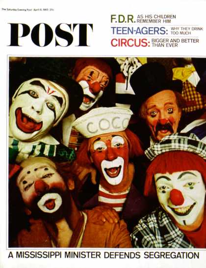 Saturday Evening Post - 1965-04-10: Ringling Clowns (Lawrence J. Schiller)