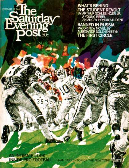 Saturday Evening Post - 1968-09-21: Inside Pro Football (Paul Calle)