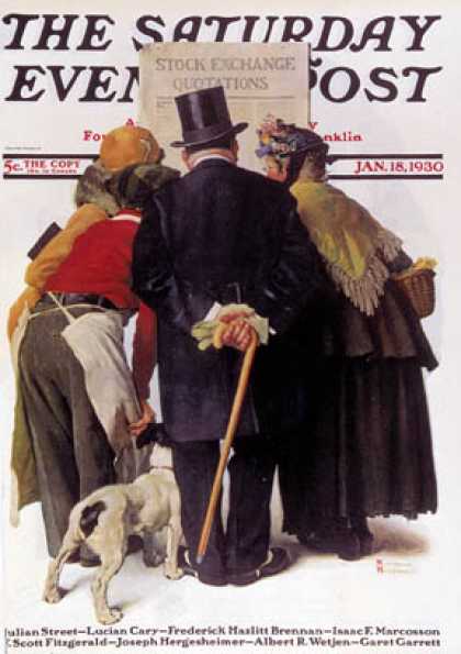 Saturday Evening Post - 1930-01-18: "Stock Exchange Quotations" (Norman Rockwell)