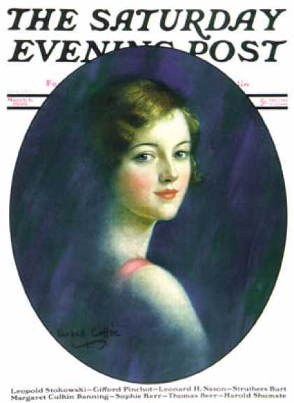 Saturday Evening Post - 1930-03-08: Portrait of Young Woman (W.H. Coffin)