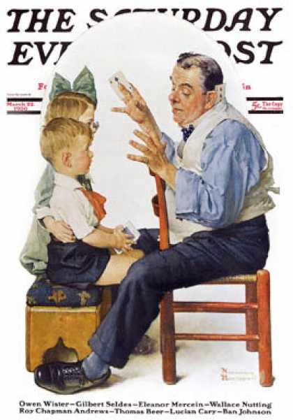 Saturday Evening Post - 1930-03-22: "Magician" or "Card   Tricks" (Norman Rockwell)