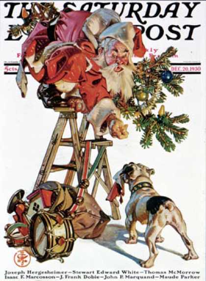 Saturday Evening Post - 1930-12-20: Santa Up a Ladder (J.C. Leyendecker)