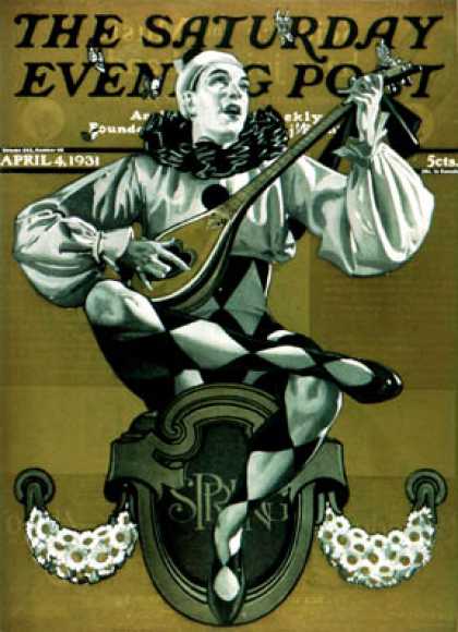 Saturday Evening Post - 1931-04-04: Harlequin Mandolin Player (E. M. Jackson)
