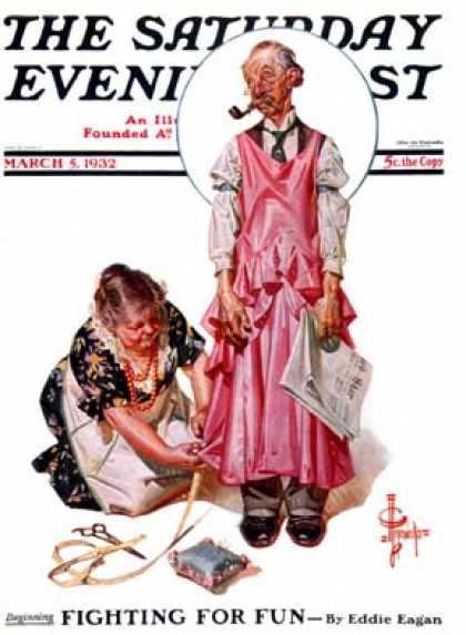 Saturday Evening Post - 1932-03-05: Living Mannequin (J.C. Leyendecker)