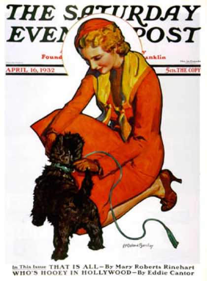 Saturday Evening Post - 1932-04-16: Woman and Scottie (McClelland Barclay)