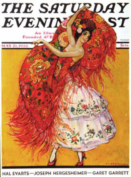 Saturday Evening Post - 1932-05-21: Female Flamenco Dancer (Henry Soulen)