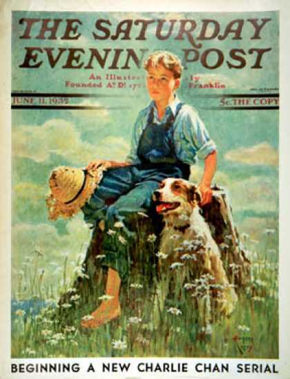 Saturday Evening Post - 1932-06-11: Boy and Dog in Nature (Eugene Iverd)
