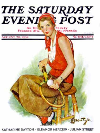 Saturday Evening Post - 1932-08-20: Woman Tennis Player (Ellen Pyle)