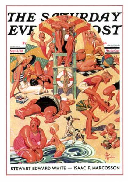 Saturday Evening Post - 1932-09-03: King of the Beach (J.C. Leyendecker)