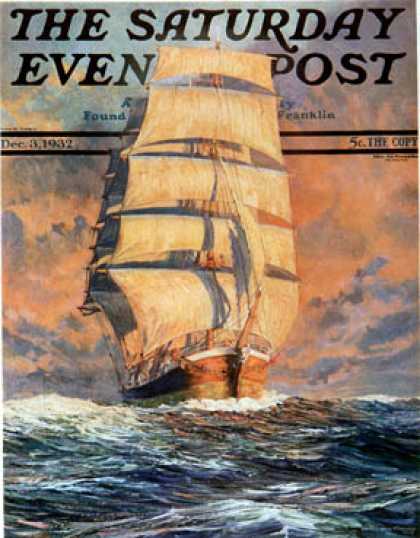 Saturday Evening Post - 1932-12-03: Red Sky at Morning (Anton Otto Fischer)