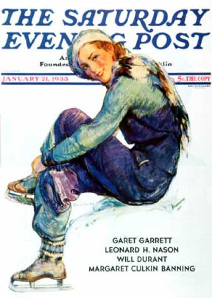 Saturday Evening Post - 1933-01-21: Woman Skater (Guy Hoff)