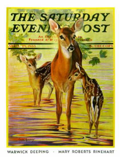 Saturday Evening Post - 1933-04-29: Doe and Fawns (Jack Murray)