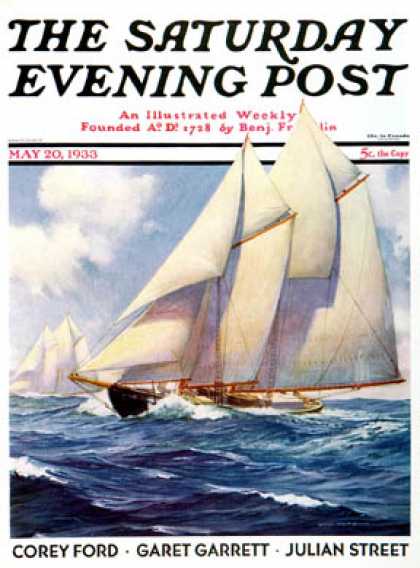 Saturday Evening Post - 1933-05-20: Yachts at Sea (Anton Otto Fischer)