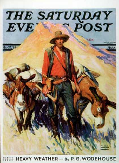 Saturday Evening Post - 1933-05-27: Miner and Donkeys (W.H.D. Koerner)