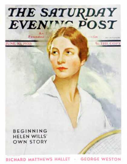 Saturday Evening Post - 1933-06-10: Portrait of Helen Wills (Leopold Seyffert)