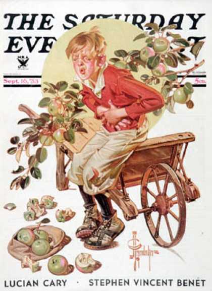 Saturday Evening Post - 1933-09-16: Too Many Green Apples (J.C. Leyendecker)