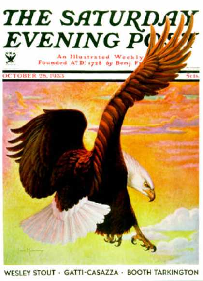 Saturday Evening Post - 1933-10-28: Soaring Bald Eagle (Jack Murray)
