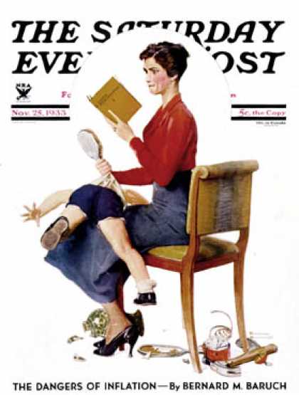 Saturday Evening Post - 1933-11-25: "Child Psychology" or   "Spanking" (Norman Rockwell)