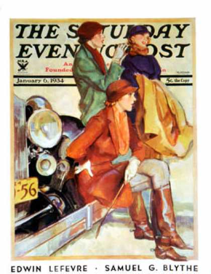 Saturday Evening Post - 1934-01-06: Women in Riding Habits (John LaGatta)