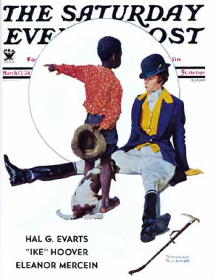 Saturday Evening Post - 1934-03-17: "Thrown from a Horse" (Norman Rockwell)